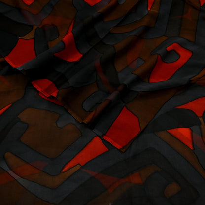 Indian Vintage Sari Multi Pure Georgette Silk Printed Sarees 5Yd Craft Fabric Sewing Soft Dress Making Geometric Quilting Used Upcycle