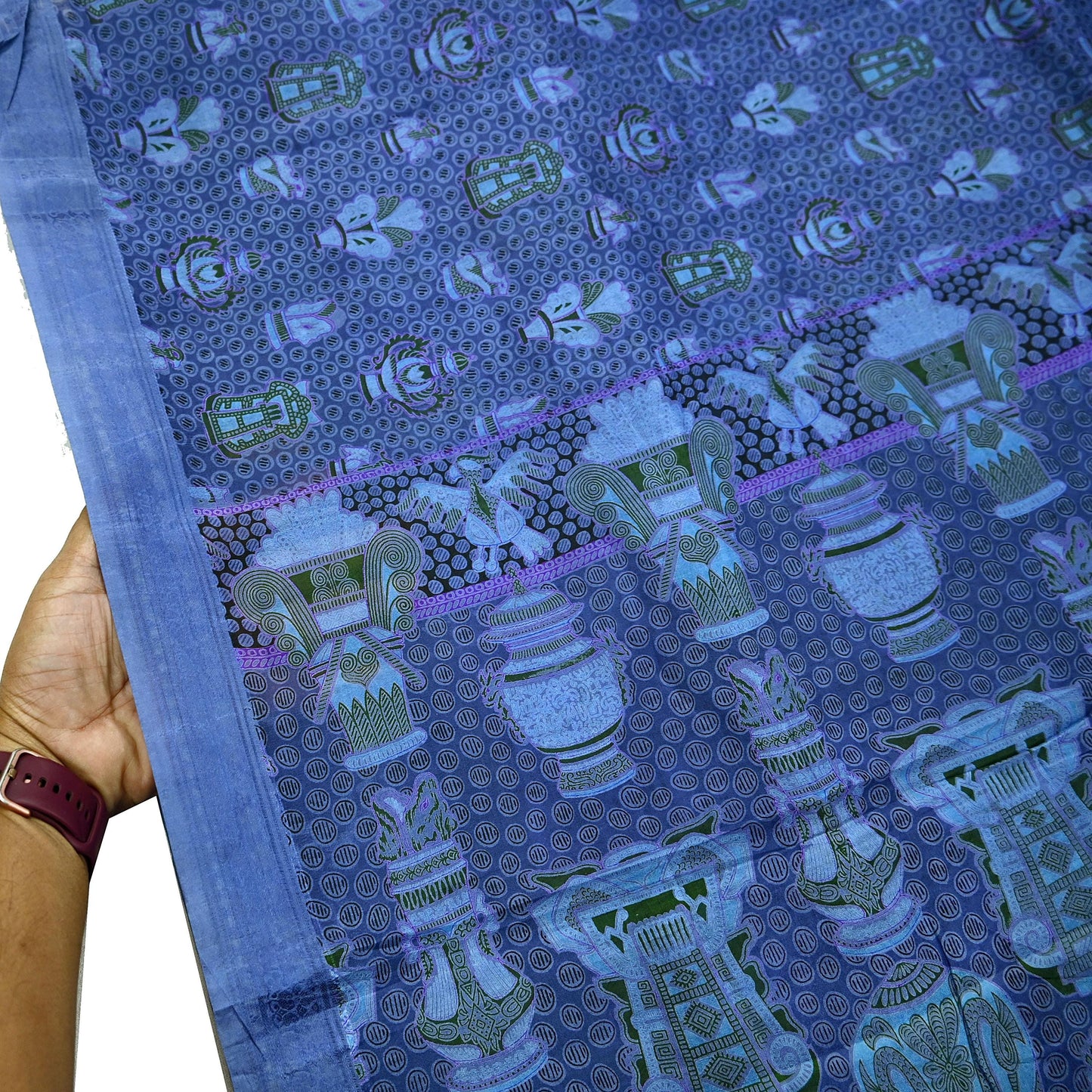 Vintage Sari Gray Pure Silk Printed Saree Fabric 6yard Sewing Soft Dress Designing for Crafting Quilting Upcycle Soft Border
