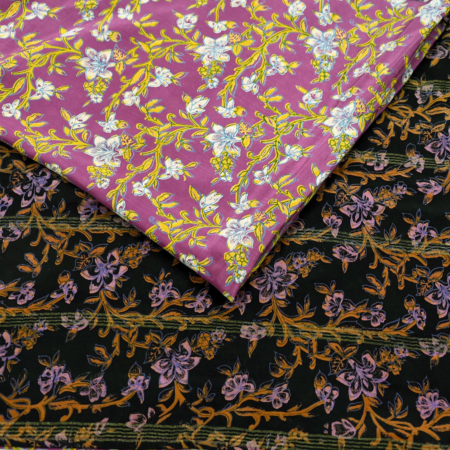 Vintage Sari Pink & Black Pure Silk Printed Saree Fabric 5yard Sewing Soft Dress Designing for Crafting Quilting Upcycle Soft Zari Border