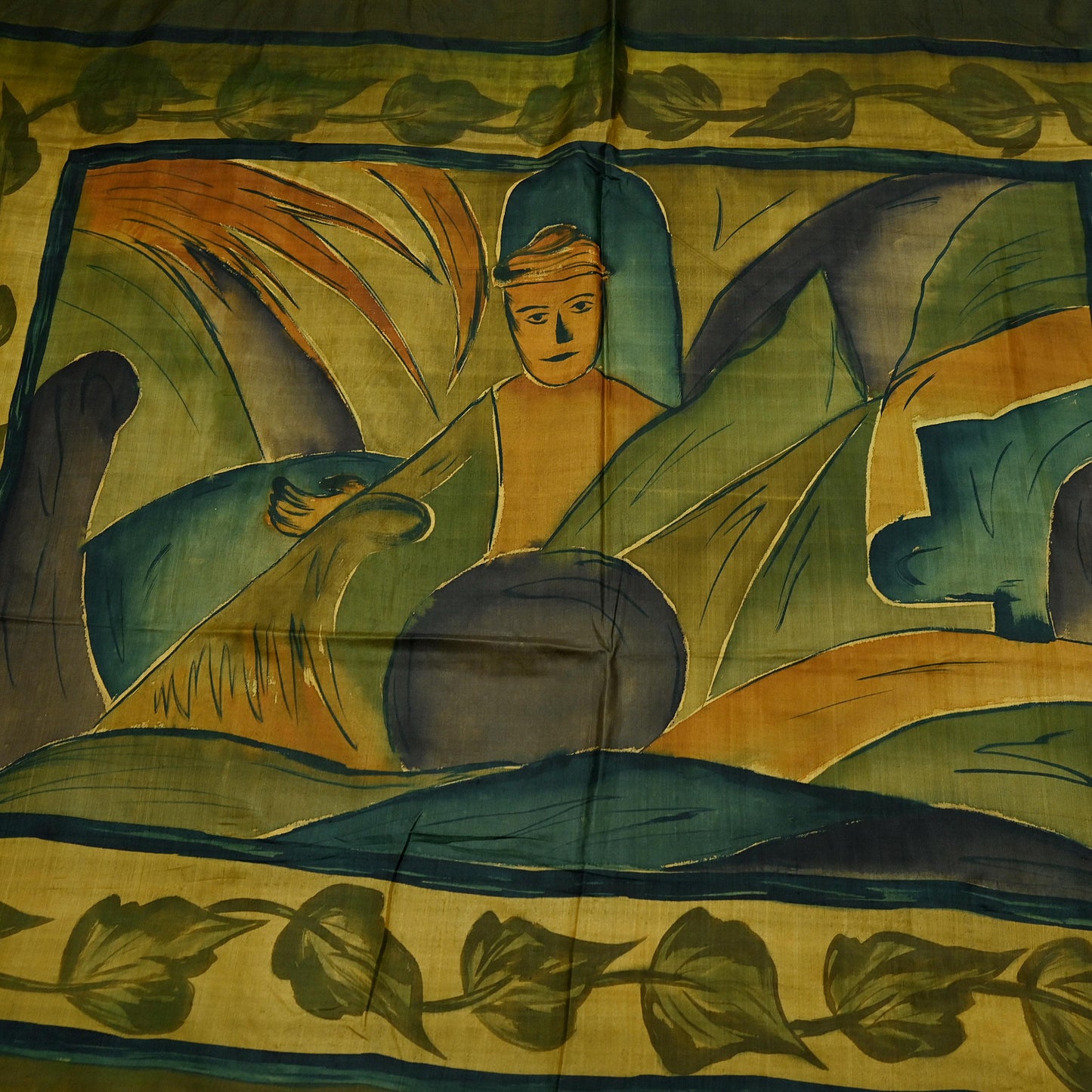 Indian Vintage Sari Green 100% Pure Silk Printed Saree Fabric 6yd Sewing Craft Fabric Dress Making Soft Floral Abstract Quilting Crafting