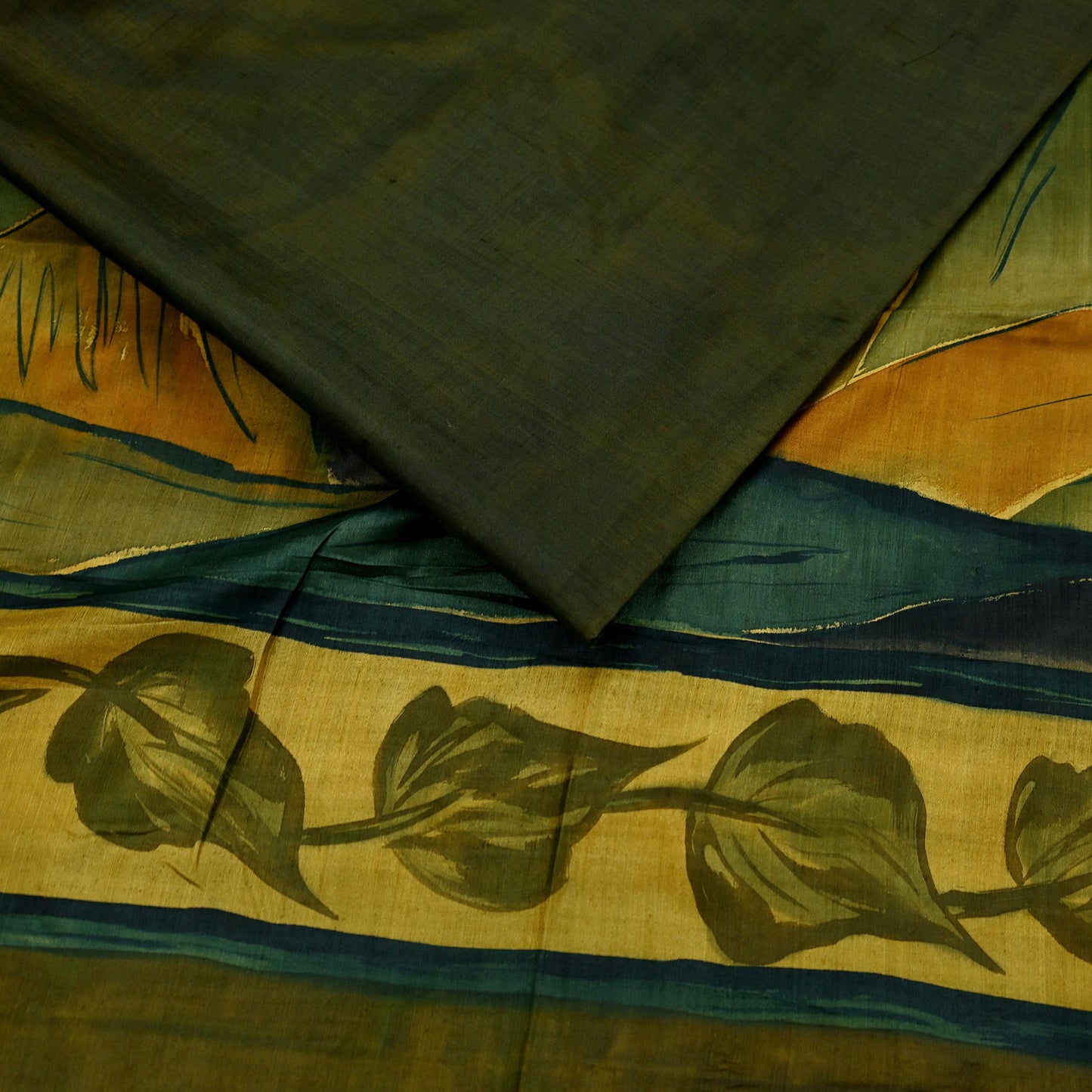 Indian Vintage Sari Green 100% Pure Silk Printed Saree Fabric 6yd Sewing Craft Fabric Dress Making Soft Floral Abstract Quilting Crafting