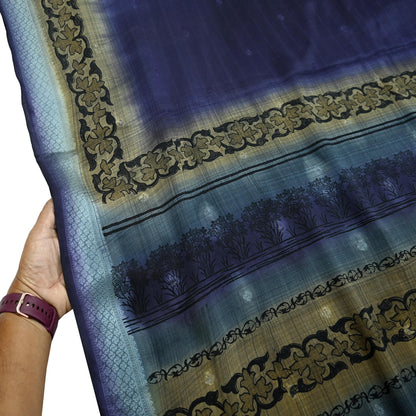 Indian Vintage Sari 100% Pure Silk Printed Woven Saree Fabric 5yd Sewing Craft Fabric Dress Making Soft Floral Abstract Quilting Crafting