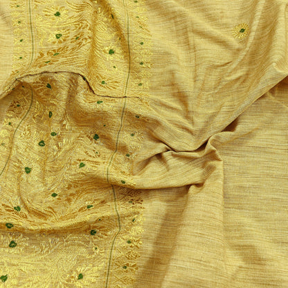 Indian Vintage Beige Dupatta Long Stole Pure Cotton Hand Woven Scarves Veil Scarf Wrap Floral Zari Border