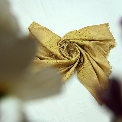 Indian Vintage Beige Dupatta Long Stole Pure Cotton Hand Woven Scarves Veil Scarf Wrap Floral Zari Border