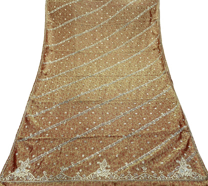 Indian Vintage Heavy Bridal Dupatta Golden Maroon Pure Tissue Silk Long Stole Hand Embroidered Scarves Zari Zardozi/Dabka Wedding Hijab