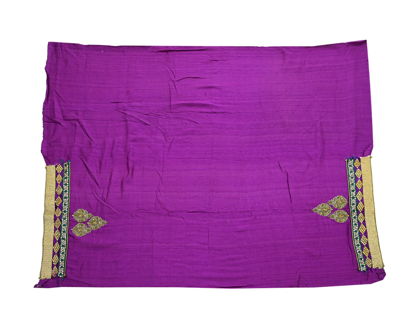 Indian Vintage Purple Net Saree | Heavy Hand Embroidery |5 Yards Soft Mesh Fabric | Includes Blouse & Ideal for Crafting Wedding Wear