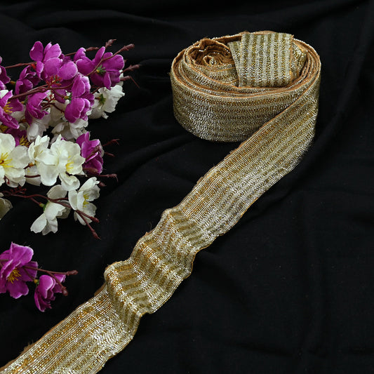 Indian Vintage Peach Sari Border Hand Embroidered Craft Trim Lace Sewing Pure Georgette Silk Ribbon Recycled Sari Border Dress making