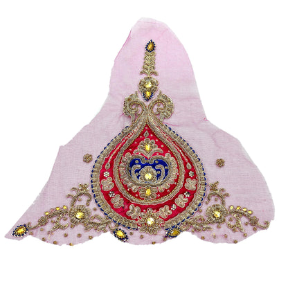 Indian Vintage Pink net Appliques  Set of 1 | Hand-Embroidered Floral Patches with Zardozi,Dabka, Zari,for Craft, Journals