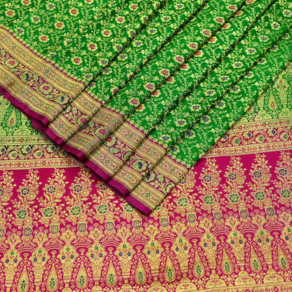 Indian Vintage Sari Heavy Pure Satin Silk Woven Banarasi Brocade Saree Zari 5Yd Ethnic Dress making Crafting Bollywood