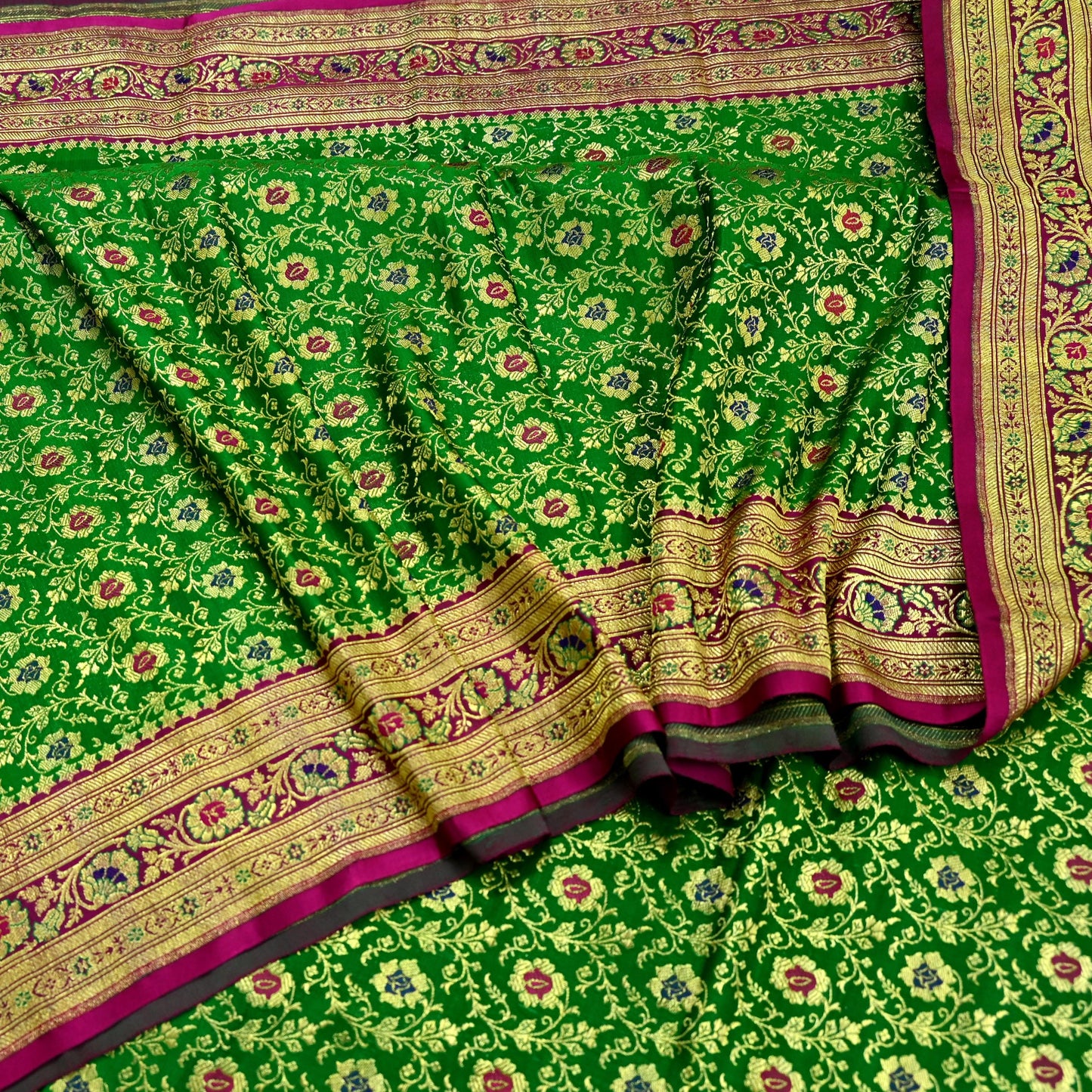 Indian Vintage Sari Heavy Pure Satin Silk Woven Banarasi Brocade Saree Zari 5Yd Ethnic Dress making Crafting Bollywood