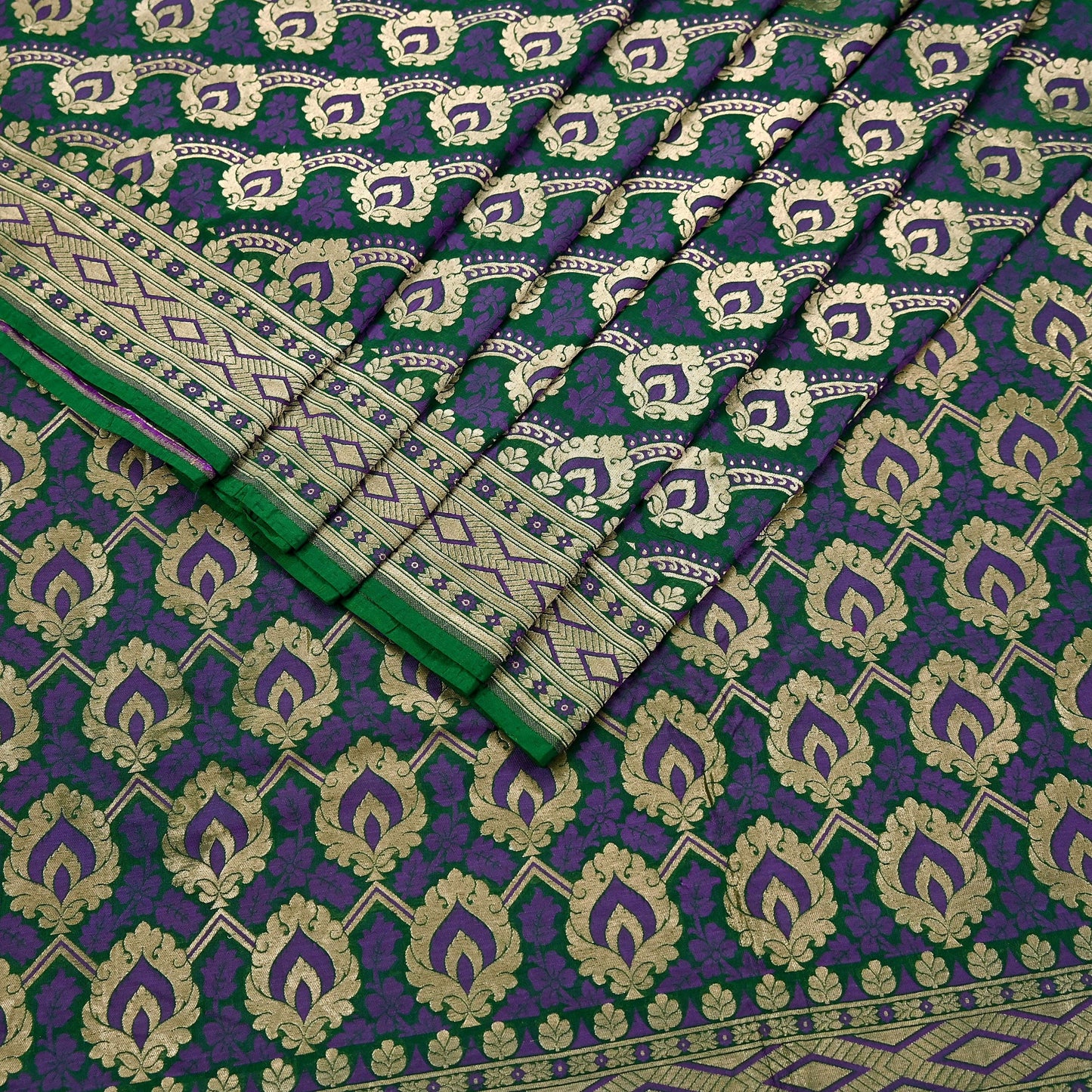 Indian Vintage Heavy Green Saree Pure Silk Hand Woven Sari Craft Fabric 6Yd Sewing Soft Ethnic Zari Dress Making Wedding Sari