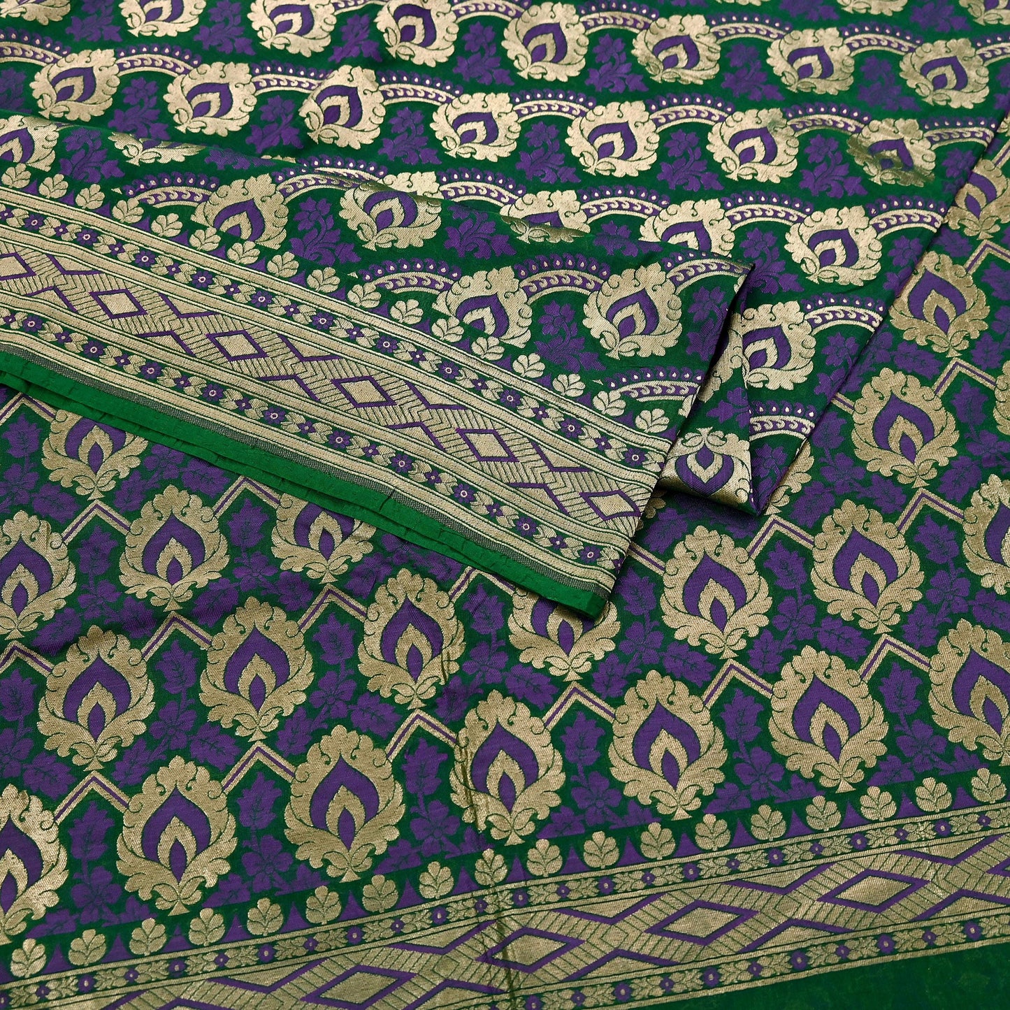 Indian Vintage Heavy Green Saree Pure Silk Hand Woven Sari Craft Fabric 6Yd Sewing Soft Ethnic Zari Dress Making Wedding Sari