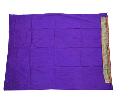Indian Vintage Heavy Purple & Pink Sari  Hand Embroidered Saree 100% Pure Silk Craft Fabric 6yd Soft Wedding/Party Wear Blouse Fabric