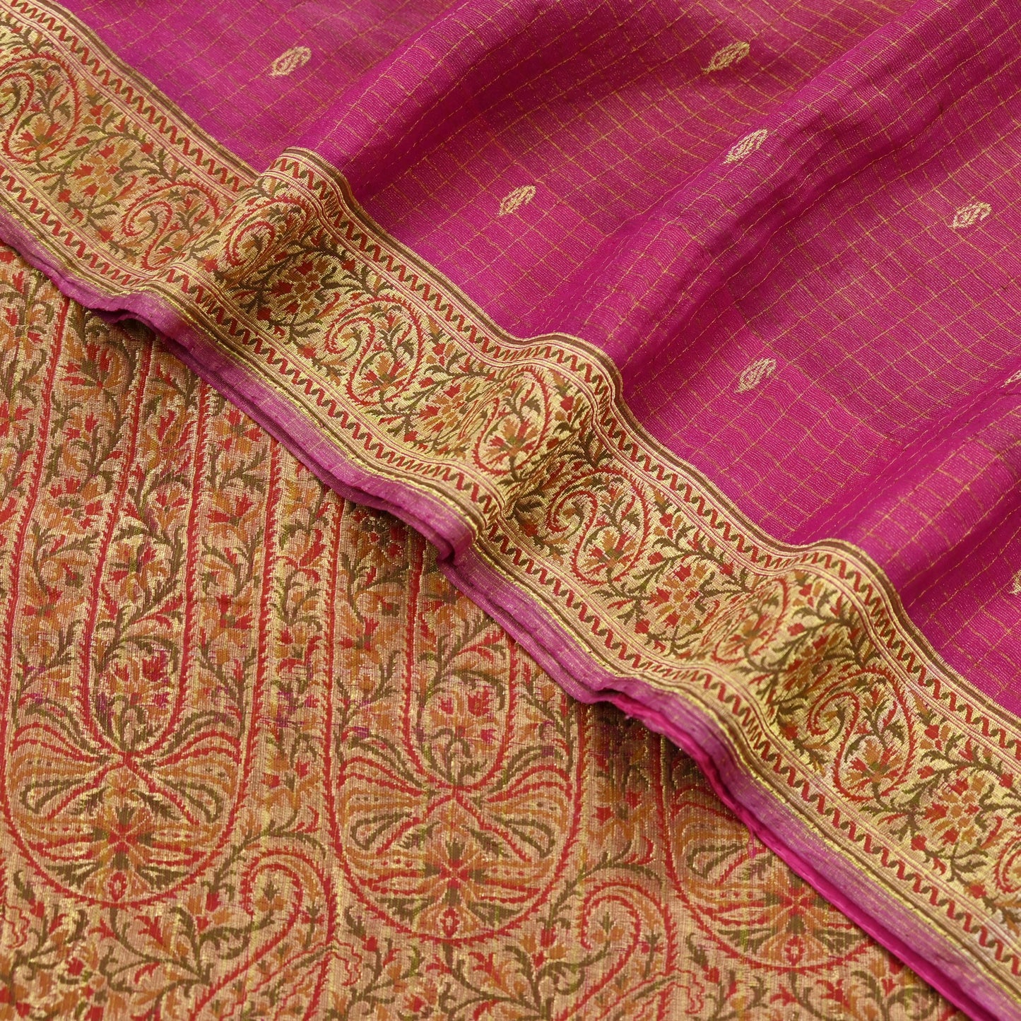 Vintage Heavy Pink Sarees Pure Georgette Silk Hand Woven Banarasi Sari Craft Fabric 5Yd Sewing Soft Ethnic Zari Dress Making Wedding Sari