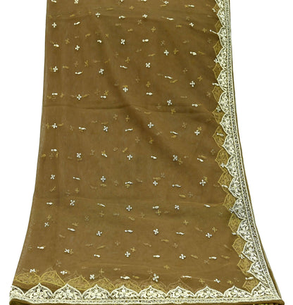Indian Vintage Heavy Green Dupatta Net Mesh Long Stole Hand Embroidered Scarf Zardozi Zari Sequins Stole Bridal Veil