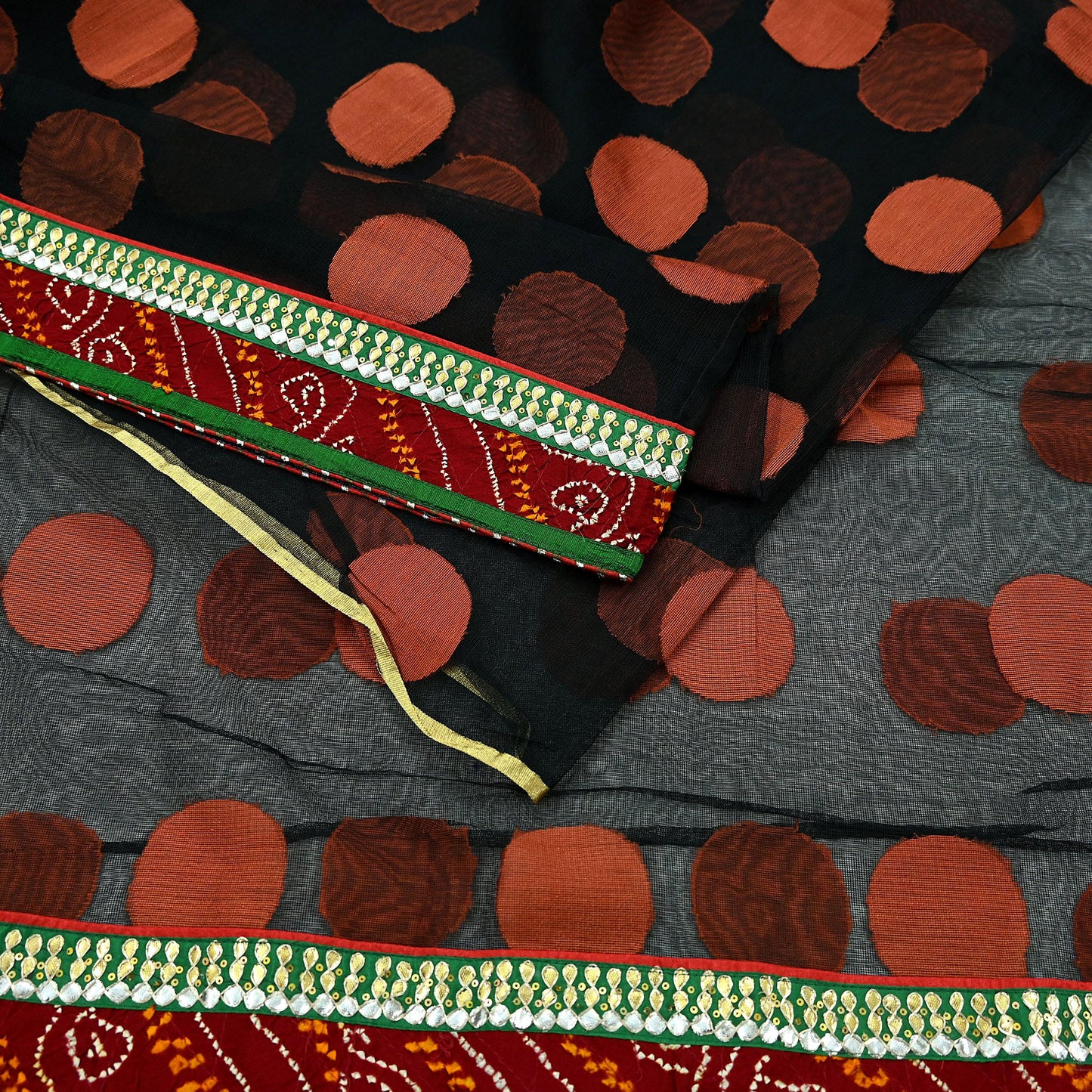 Indian Vintage Sarees Black Cotton Hand Woven Jamdani Sari 6yard Ethnic Floral Craft Fabric Dress making Upcycle Crafting Quilting