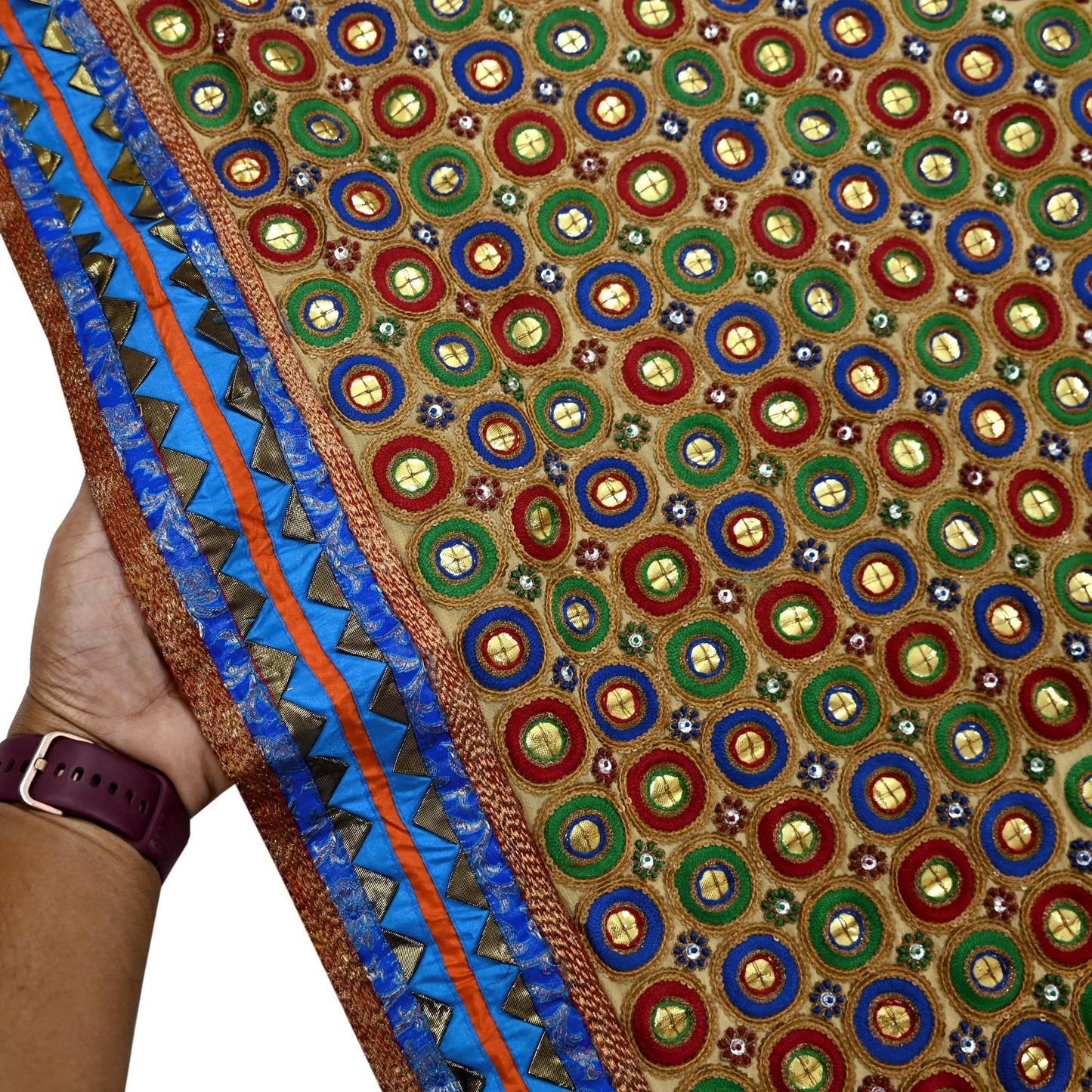 Indian Vintage Heavy Beige Dupatta Pure Georgette Silk Long Stole Hand Embroidered Scarves Scarf Zari Zardozi Bridal/Wedding Veil Gota patti