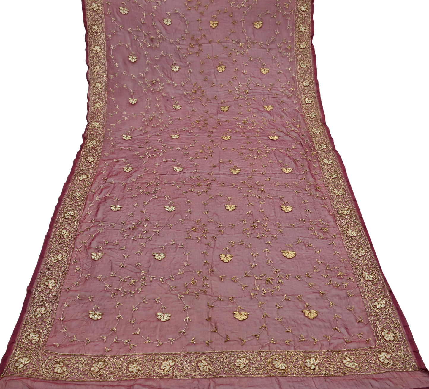 Indian Vintage Bridal Heavy Maroon Dupatta American Georgette Long Stole Hand Embroidered Scarves Zari Zardozi Bollywood Wedding Veil Hijab