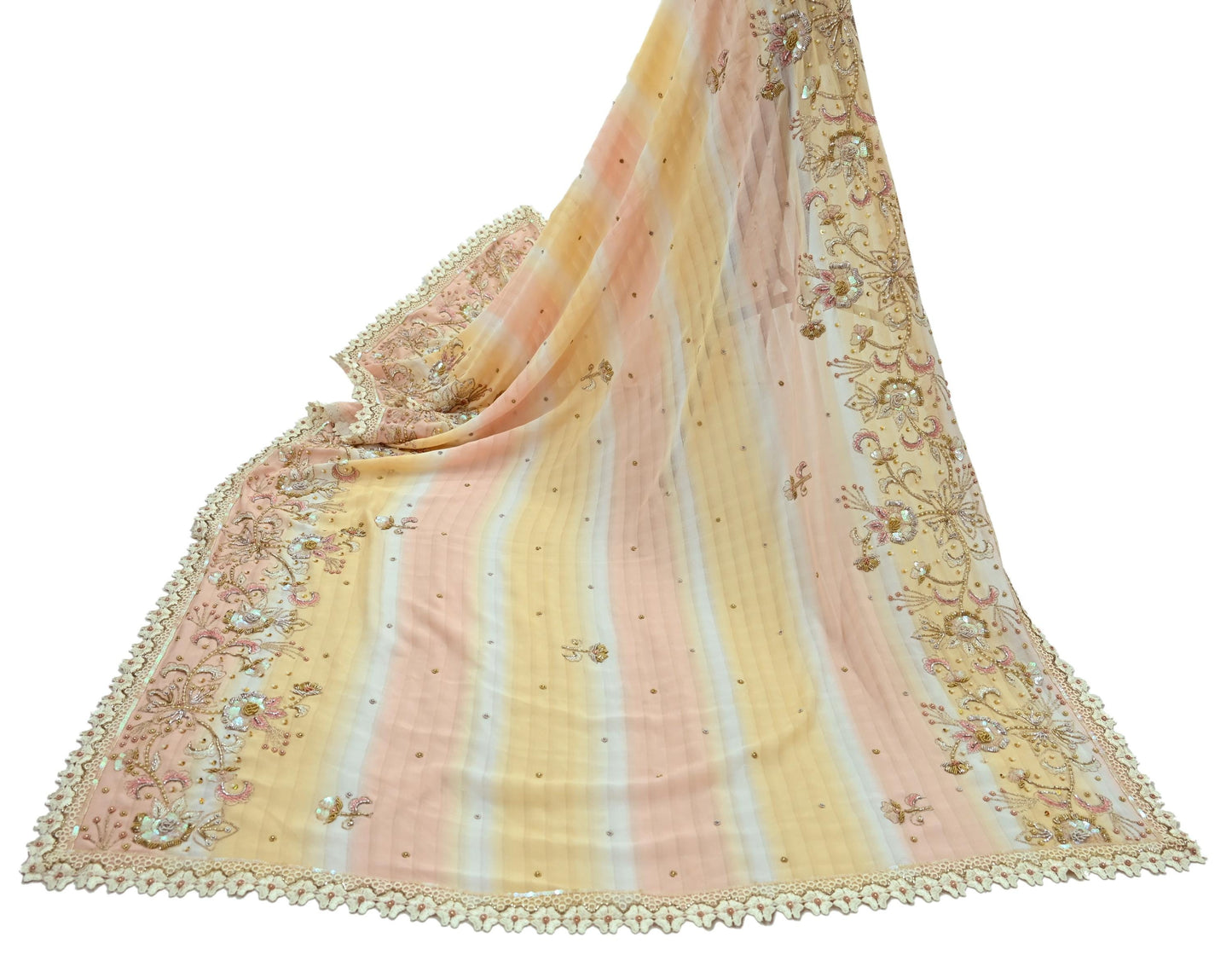 Indian Vintage Dupatta Long Stole Georgette Embroidered Scarves Veil Scarf Wrap Hippie Boho