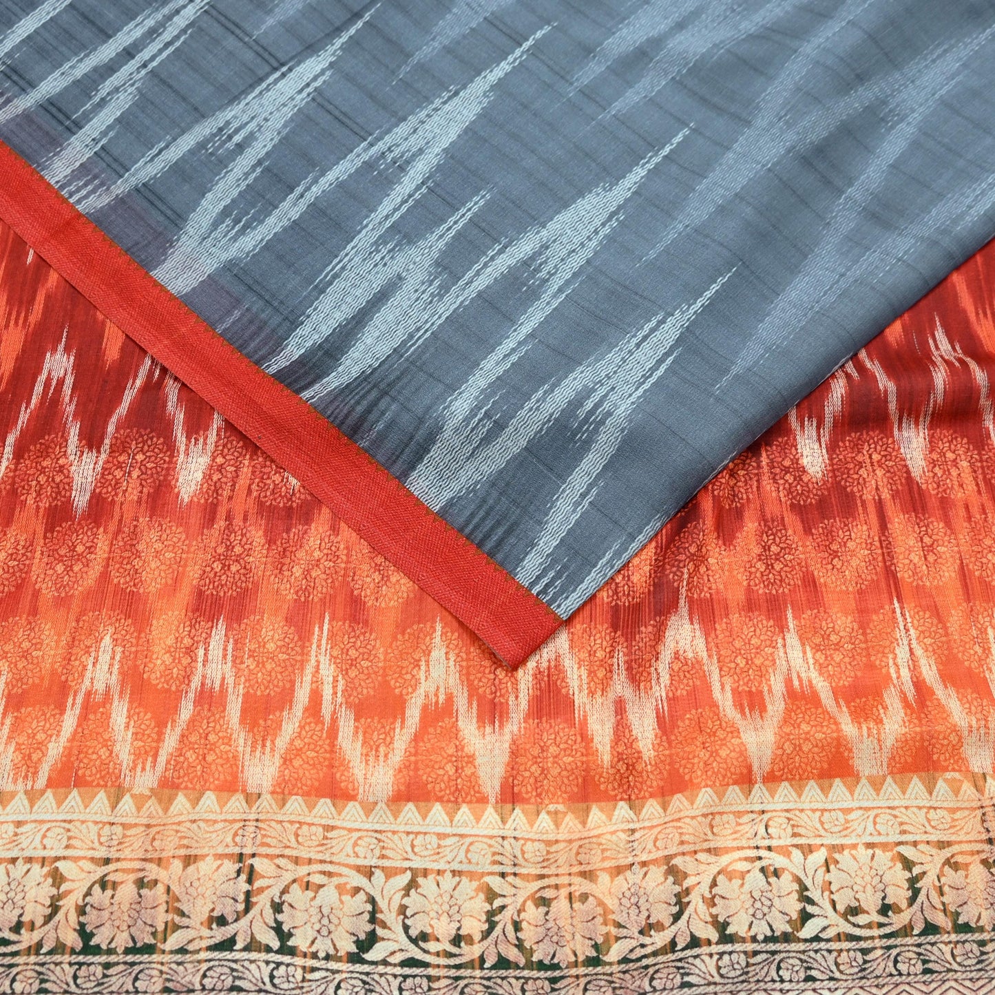 Indian Vintage Moss Crepe Saree Printed Floral Sari Fabric 6Yards Soft Craft Fabric for Sewing, Dressmaking, Quilting,Upcycling
