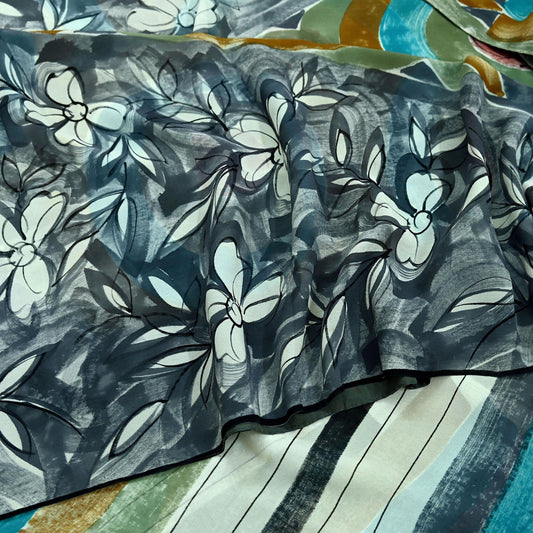 Women Vintage Sari Multi Pure Georgette Silk Printed Saree Craft Fabric Sewing 5Yard Soft Light Dress Making Floral