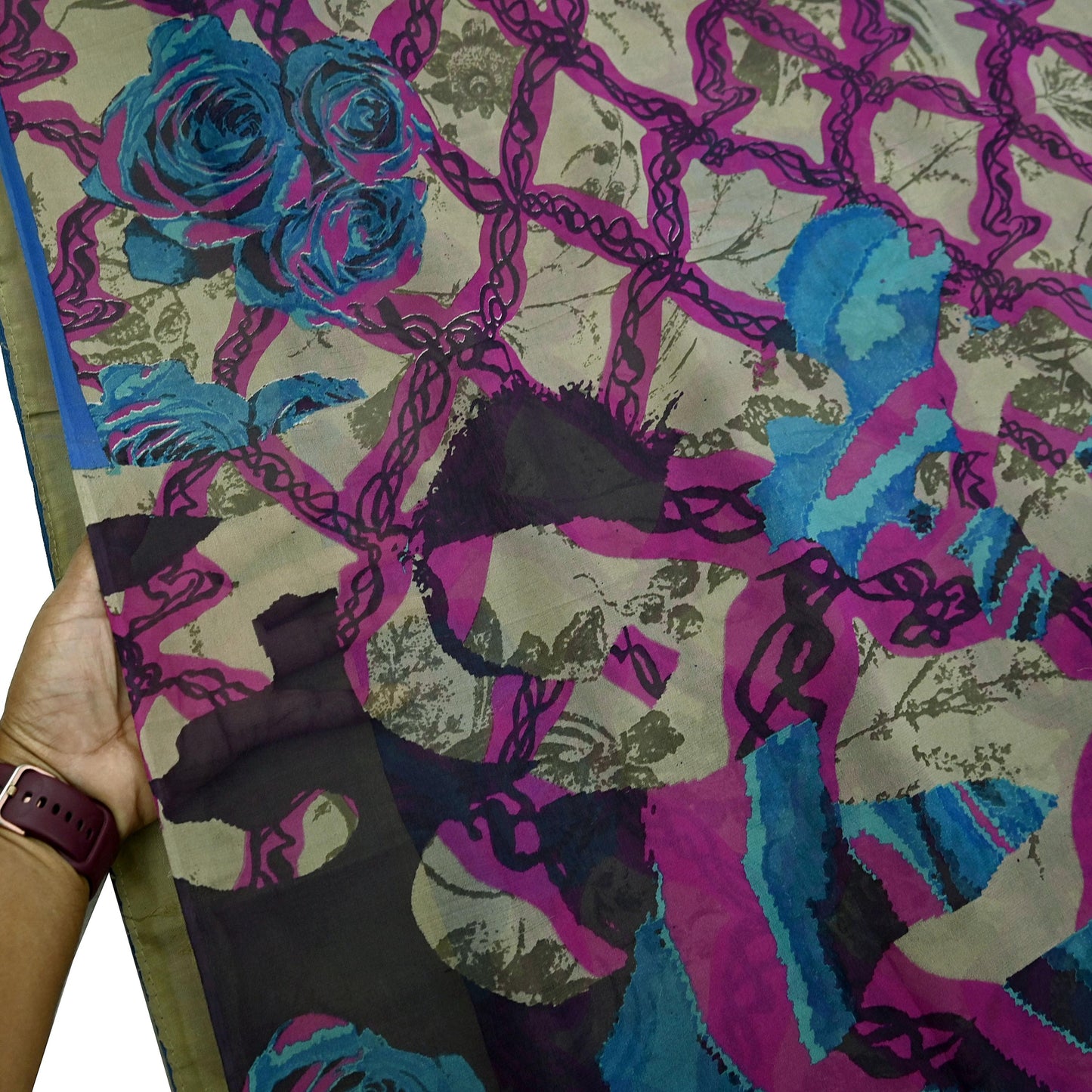Women Vintage Sari Multi Pure Georgette Silk Printed Saree Craft Fabric Sewing 5Yard Soft Light Dress Making Floral Dress making Crafting