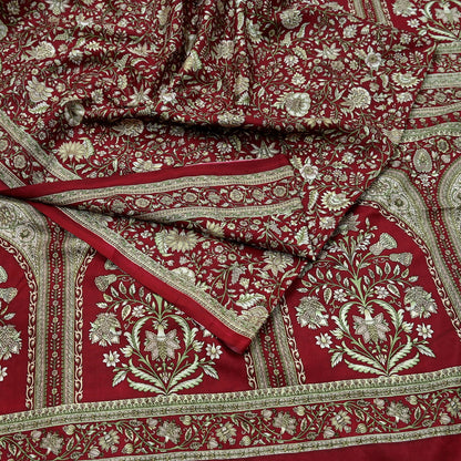 Indian Vintage Maroon Pure Silk Printed Saree 6 Yards Soft Floral Fabric Dressmaking, Quilting, Crafting, Sewing & Upcycling Dress Making