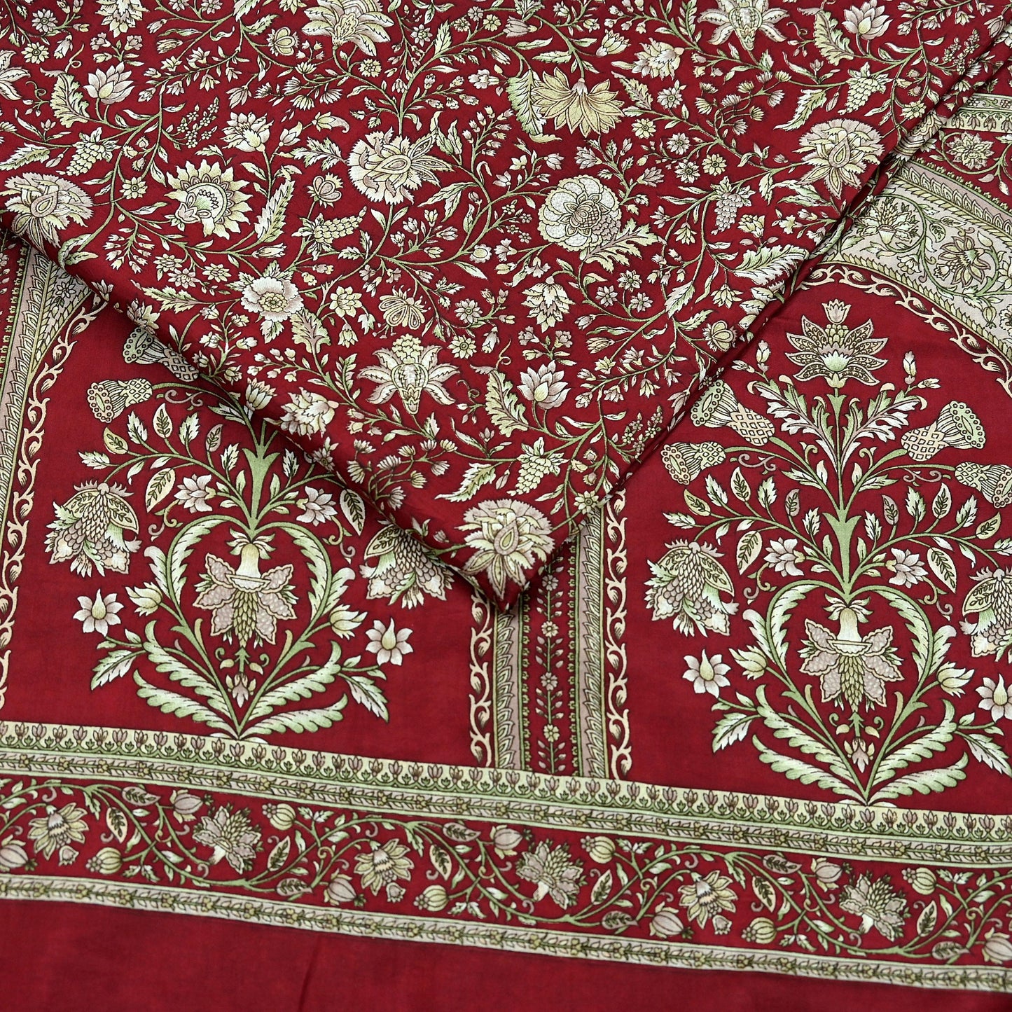 Indian Vintage Maroon Pure Silk Printed Saree 6 Yards Soft Floral Fabric Dressmaking, Quilting, Crafting, Sewing & Upcycling Dress Making