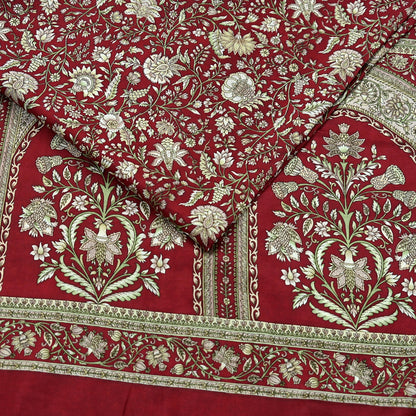 Indian Vintage Maroon Pure Silk Printed Saree 6 Yards Soft Floral Fabric Dressmaking, Quilting, Crafting, Sewing & Upcycling Dress Making