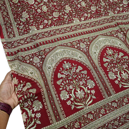 Indian Vintage Maroon Pure Silk Printed Saree 6 Yards Soft Floral Fabric Dressmaking, Quilting, Crafting, Sewing & Upcycling Dress Making