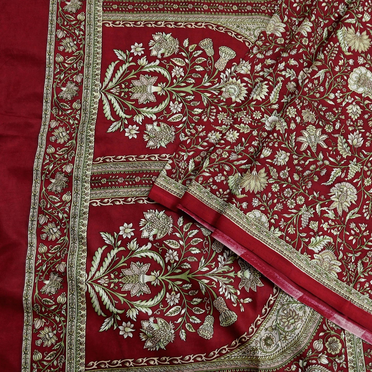 Indian Vintage Maroon Pure Silk Printed Saree 6 Yards Soft Floral Fabric Dressmaking, Quilting, Crafting, Sewing & Upcycling Dress Making