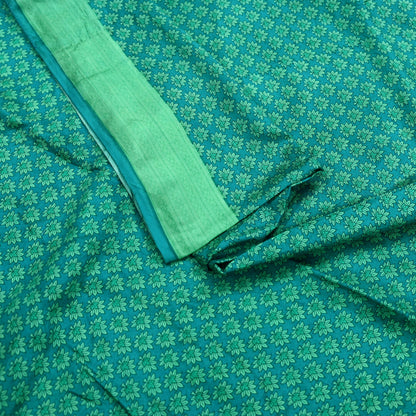 Indian Vintage Green Pure Silk Printed Saree 5 Yards Soft Floral Fabric Dressmaking, Quilting, Crafting, Sewing & Upcycling Dress Making