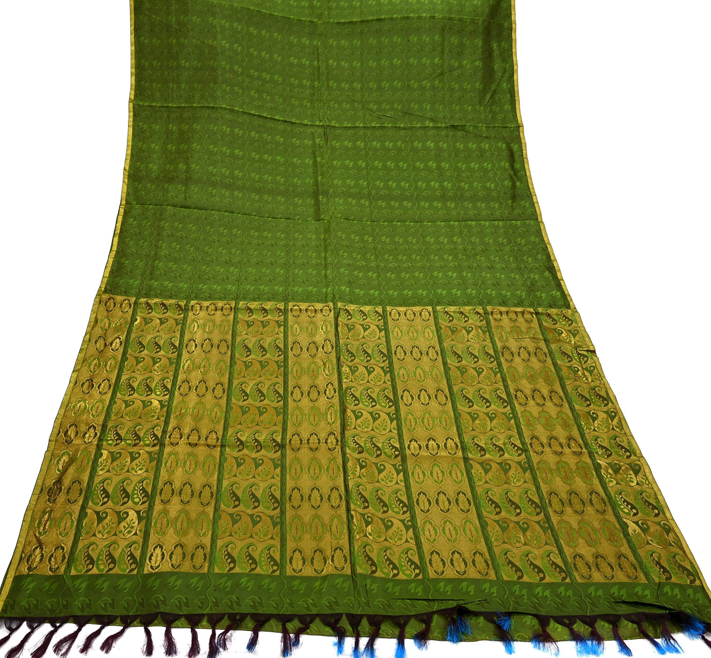 Indian Vintage Heavy Green Kanjivaram Saree 100% Pure Silk Zari 5Yd Floral Crafting Dress making Crafting Quilting Bollywood Saree