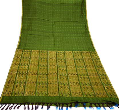 Indian Vintage Heavy Green Kanjivaram Saree 100% Pure Silk Zari 5Yd Floral Crafting Dress making Crafting Quilting Bollywood Saree