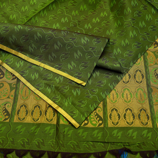 Indian Vintage Heavy Green Kanjivaram Saree 100% Pure Silk Zari 5Yd Floral Crafting Dress making Crafting Quilting Bollywood Saree