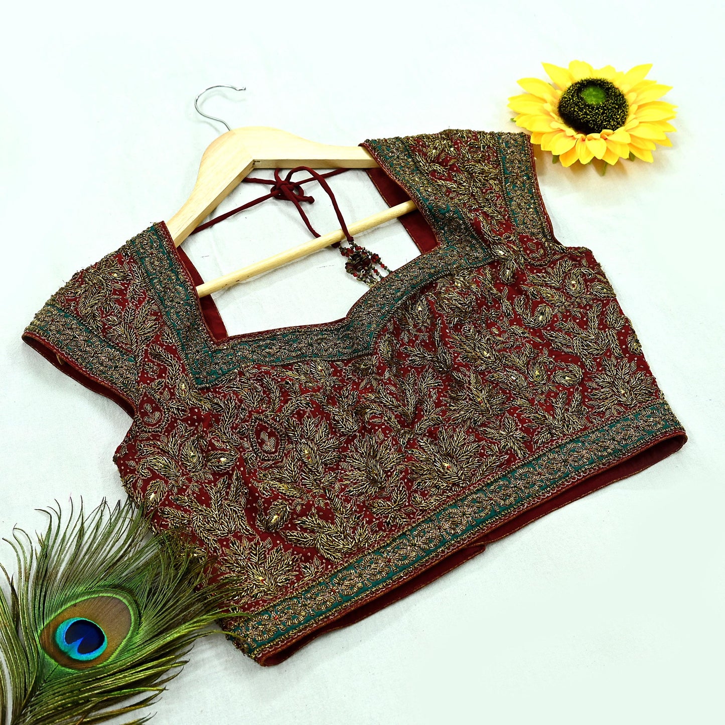 Indian Pre-owned Maroon Pure Silk Hand Embroidered Ritu Kumar Designer Lehenga 3pcs Set Ethnic Bollywood Party Wear