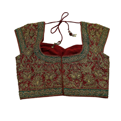 Indian Pre-owned Maroon Pure Silk Hand Embroidered Ritu Kumar Designer Lehenga 3pcs Set Ethnic Bollywood Party Wear