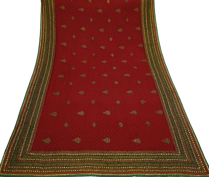 Indian Vintage Heavy Maroon Dupatta Pure Silk Long Stole Hand Embroidered Designer By Ritu Kumar Scarves Scarf Zari Zardozi