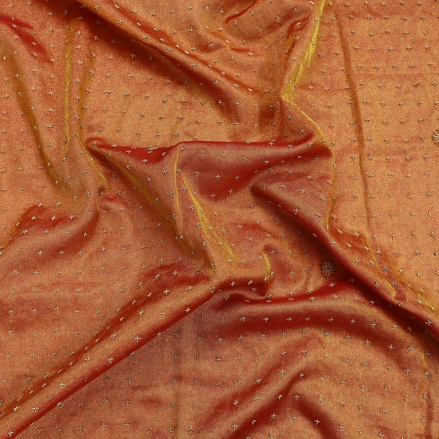 Indian Vintage Heavy Bridal Dupatta Golden Pure Tissue Silk Long Stole Hand Embroidered Scarves Zari Zardozi/Dabka Wedding Hijab