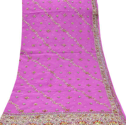 Indian Vintage Heavy Bridal Pink Dupatta Pure Georgette Silk Long Stole Hand Embroidered Scarf Zardozi/Dabka Wedding red Hijab veil Boho