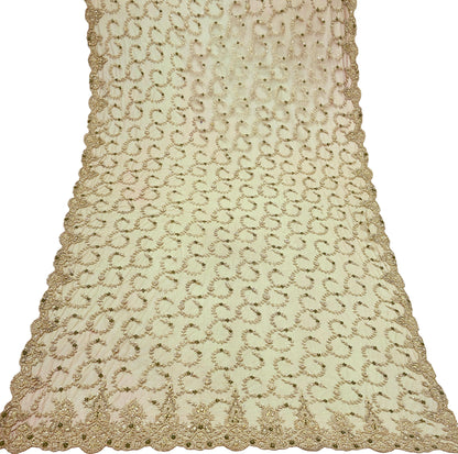 Indian Vintage Heavy Wedding Green Dupatta Net Mesh Long Stole Hand Embroidered Scarves Golden Zardozi Zari Sequins Dridal Veil Hijab