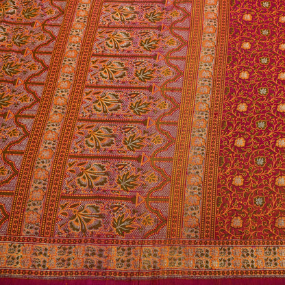 Indian Vintage Sari Pink Heavy Wedding Pure Satin Silk Woven Banarasi Tanchoi Saree 5Yd Ethnic Craft Fabric Upcycle Bridal Heavy Sarees