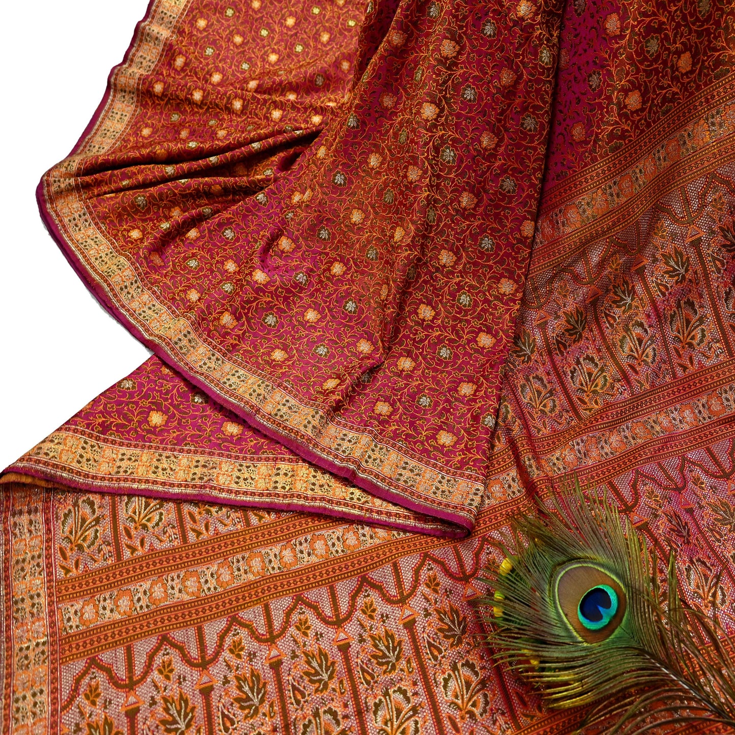 Indian Vintage Sari Pink Heavy Wedding Pure Satin Silk Woven Banarasi Tanchoi Saree 5Yd Ethnic Craft Fabric Upcycle Bridal Heavy Sarees
