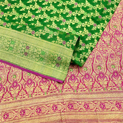 Indian Vintage Sari Heavy Pure Silk Woven Banarasi Brocade Saree Fabric 5Yd Ethnic Dress making Crafting Bollywood Dress Designing Zari
