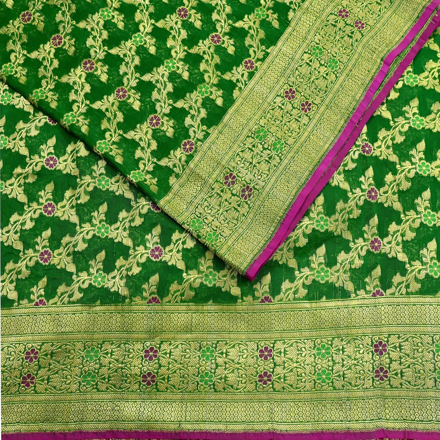 Indian Vintage Sari Heavy Pure Silk Woven Banarasi Brocade Saree Fabric 5Yd Ethnic Dress making Crafting Bollywood Dress Designing Zari