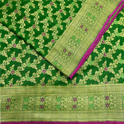 Indian Vintage Sari Heavy Pure Silk Woven Banarasi Brocade Saree Fabric 5Yd Ethnic Dress making Crafting Bollywood Dress Designing Zari