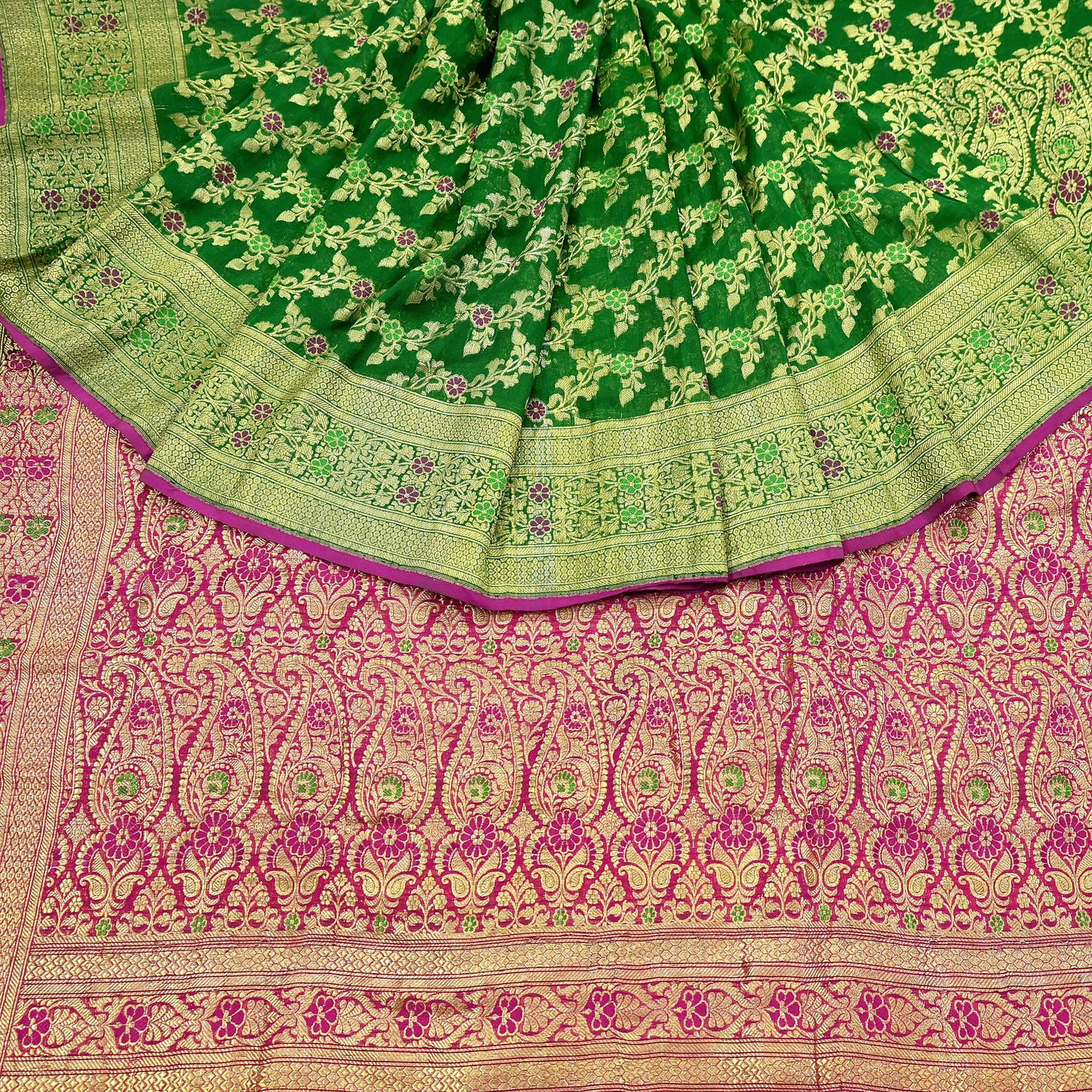 Indian Vintage Sari Heavy Pure Silk Woven Banarasi Brocade Saree Fabric 5Yd Ethnic Dress making Crafting Bollywood Dress Designing Zari