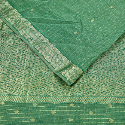 Indian Vintage Heavy Sarees Green 100% Pure Silk Hand Woven Kanjivaram Sari Craft Fabric 6Yd Ethnic Zari Fringes Dress Making Quilting