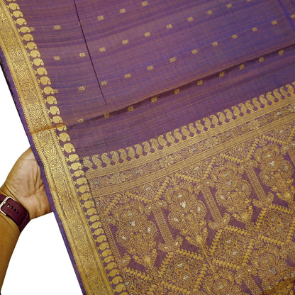 Indian Vintage Heavy Purple Hand Woven Saree 100% Pure Silk Sari 5Yard Floral Dress making Crafting Quilting Upcycle