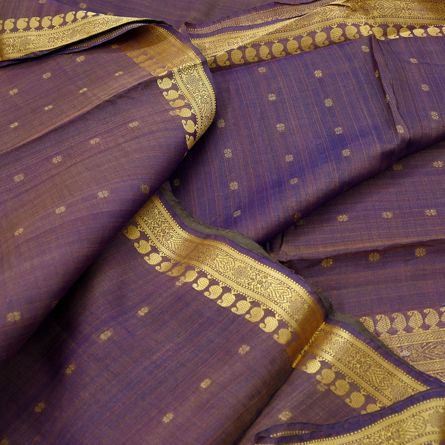Indian Vintage Heavy Purple Hand Woven Saree 100% Pure Silk Sari 5Yard Floral Dress making Crafting Quilting Upcycle